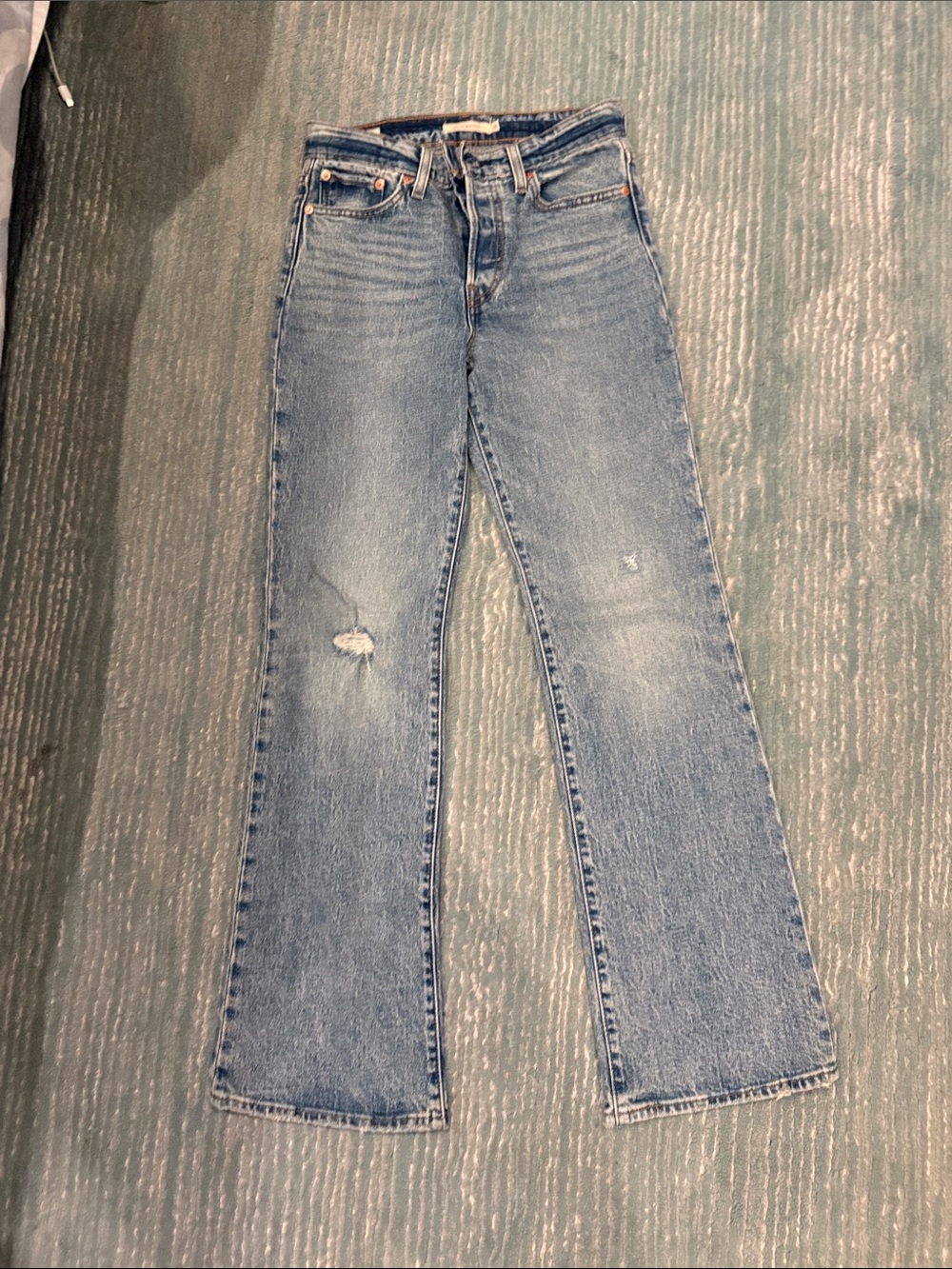 Light Blue Wide-Leg Distressed Women’s Jeans